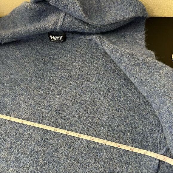 Beryll Cashmere Cardigan Womens One Size Vivian Denim Blue Hooded Longline OS - Picture 14 of 15